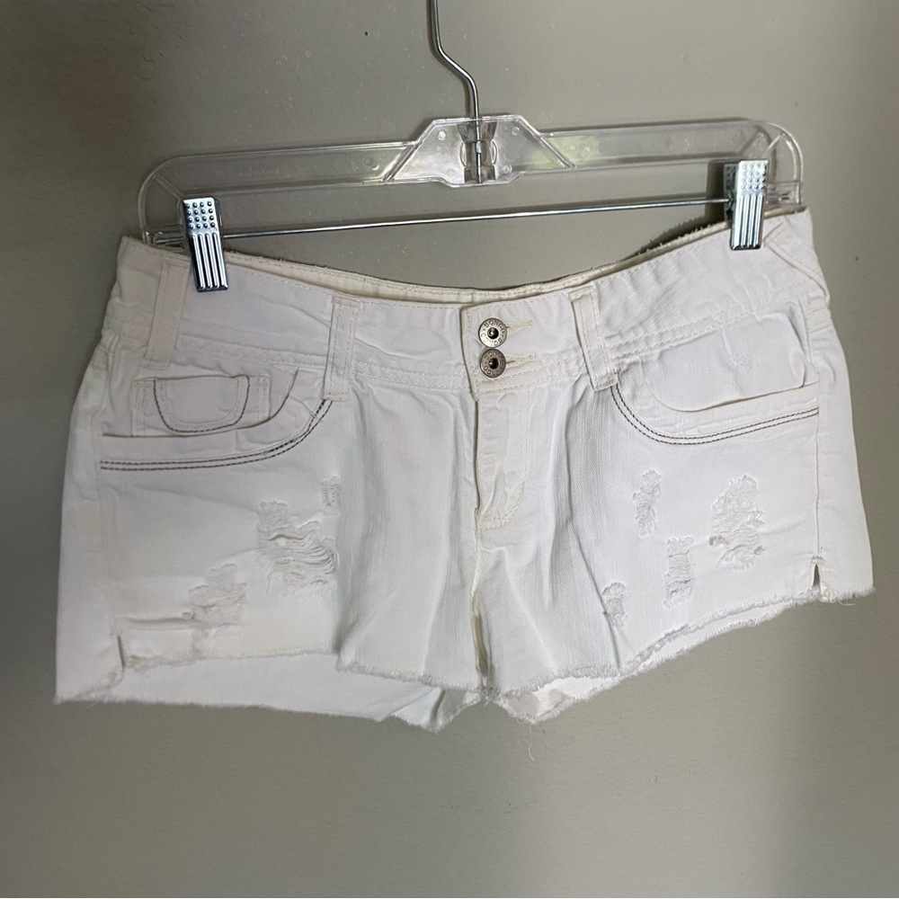 Bongo Vintage Y2K Women's White Distressed Denim Shorts Size 9